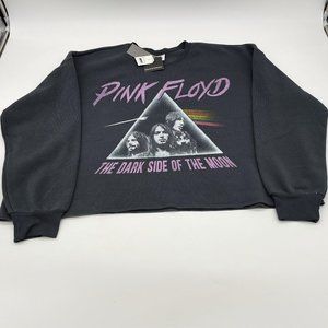 Pink Floyd The Dark Side of the Moon Gray Womens Size XL Crop Top Sweatshirt-NWT